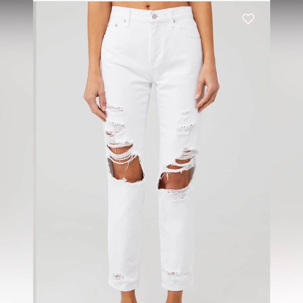 pistola White Distressed Straight-Leg Jeans